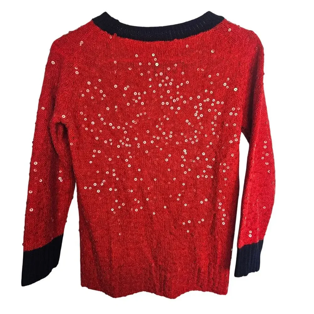 J. Crew Womens Sequin Mohair Wool Sweater Size XS Preppy Embellished Holiday
